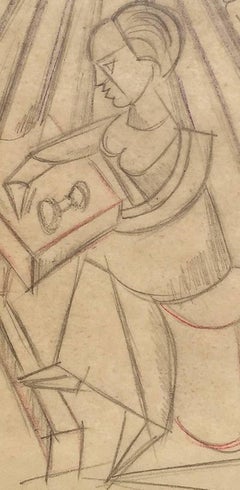 Rosetta who embroider. Depero 20th Century, Italian Futurist Abstract Painting