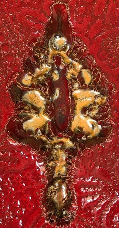 Vivi Respiri. Italian Sculpture, Enamelled red ceramic and third fire gold, 2016