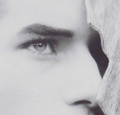 Prêt à porter, April 1985. Man portrait, black and white fashion photography