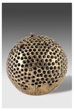 Vintage Honeycomb with bees 2000 by Jessica Carrol. Contemporary sculpture in bronze