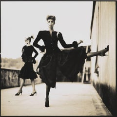 Vintage High fashion Valentino in Rome by Arthur Elgort, 1980. Black&white photography