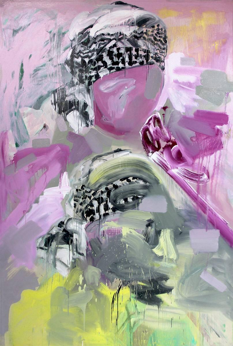 Pamela Staker Abstract Painting - Two Heads