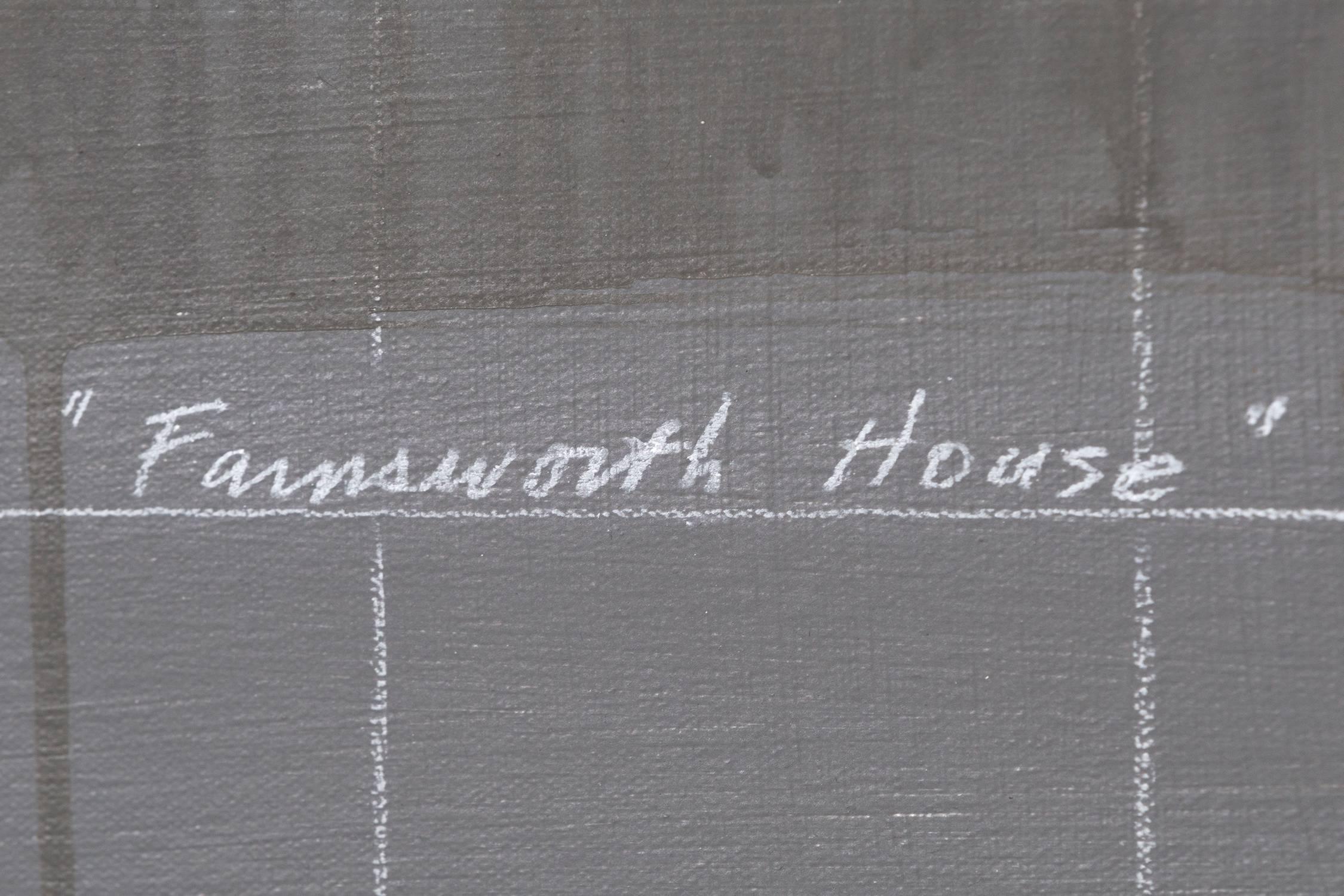 This architecturally-focused piece by Tom Judd depicts the Farnsworth House, a structure constructed and designed by world famous architect, Mies van der Rohe. The stunning neutral color palette highlights the dimension of the building and the