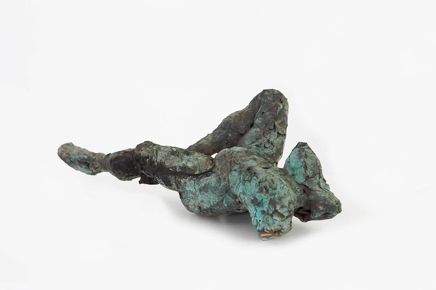 Reclining - Gray Nude Sculpture by Ruth Aizuss Migdal