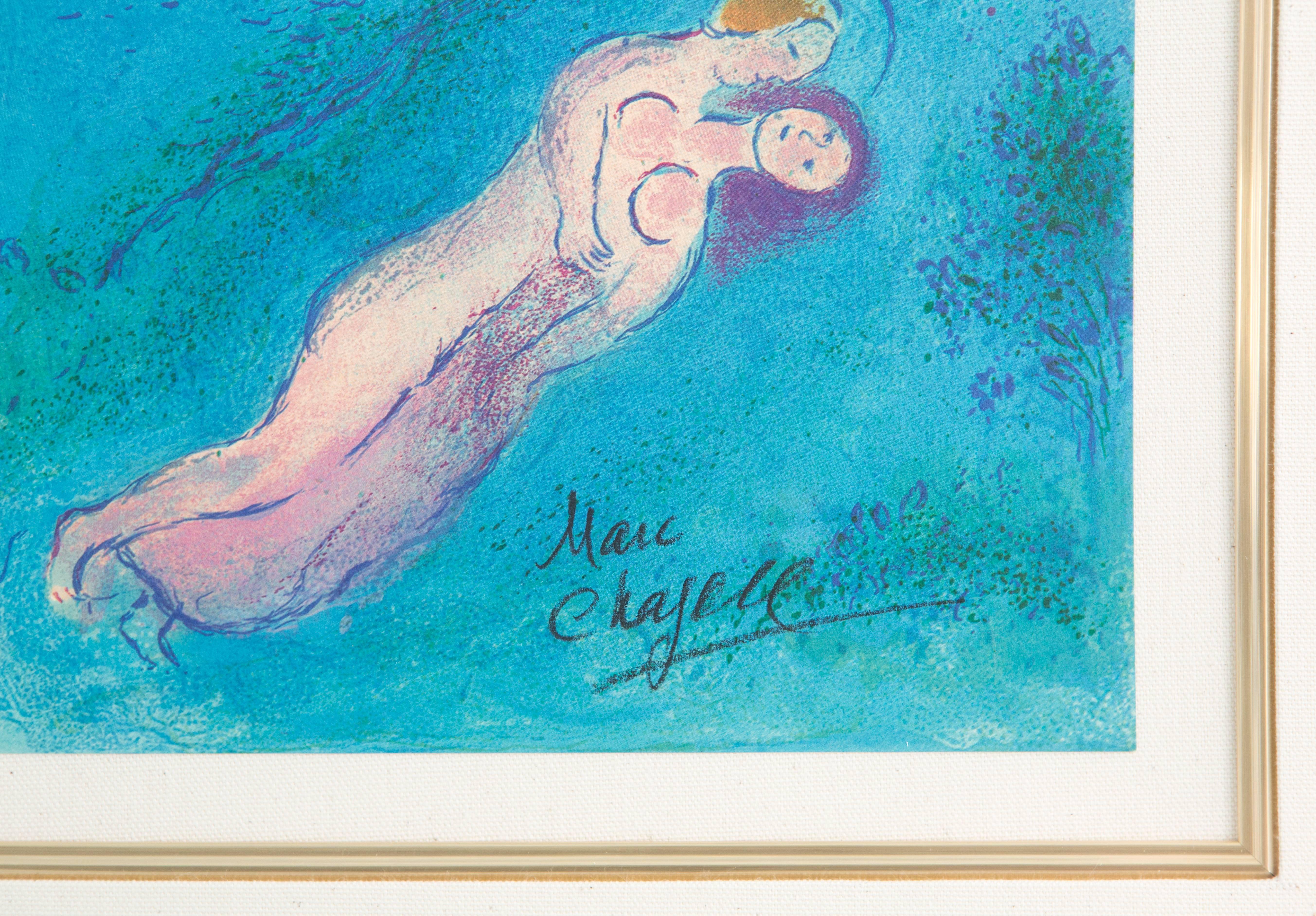 Original lithographic book illustration by Marc Chagall for the Greek fable 