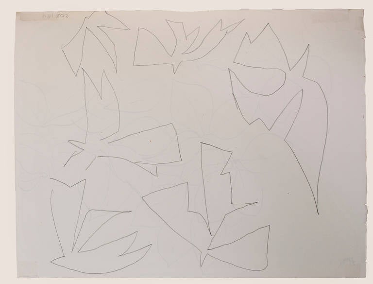 Branche de Fleurs (recto), Studies for cutouts (verso) - Art by Henri Matisse