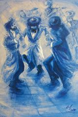 Dancing Chassidim in Blue