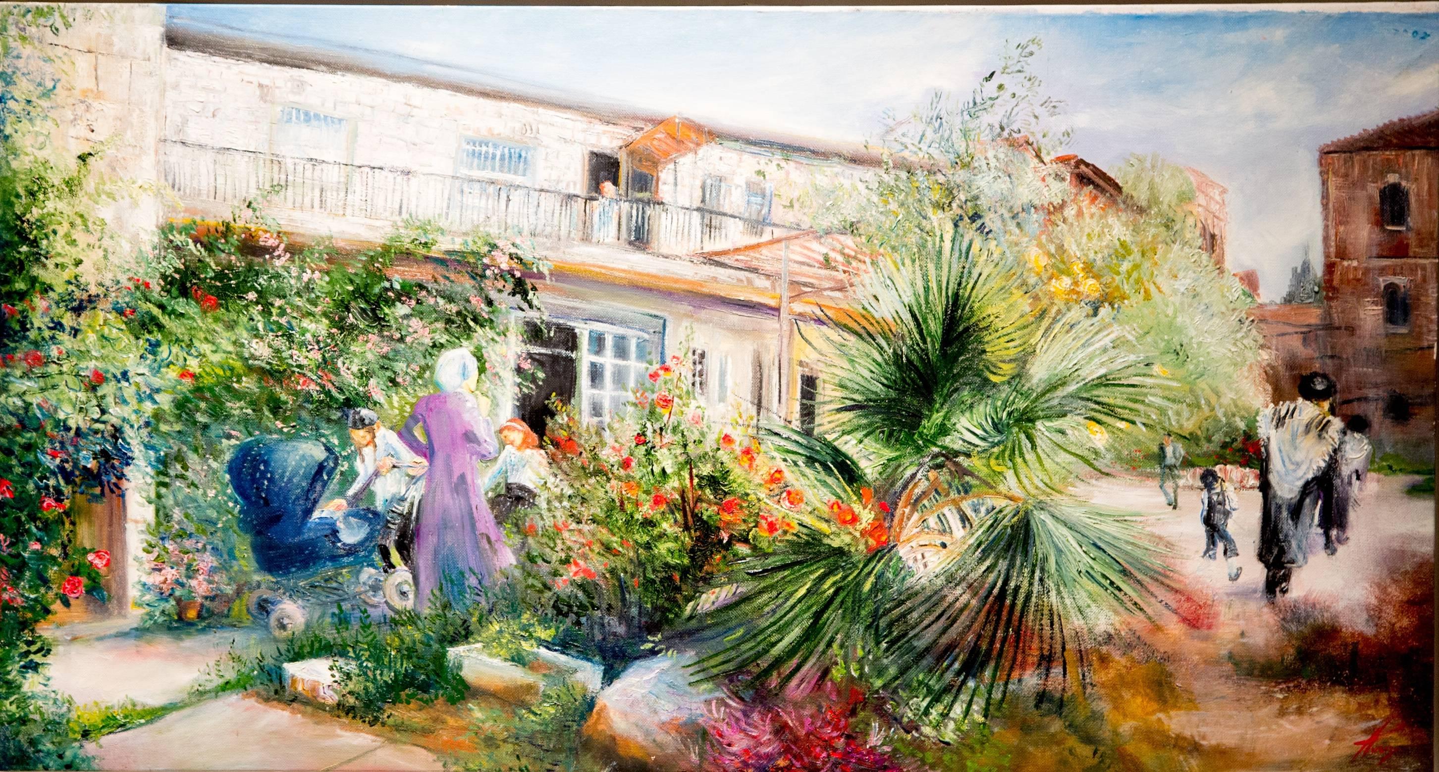 Huvy Elisha Landscape Painting - Meah Shearim