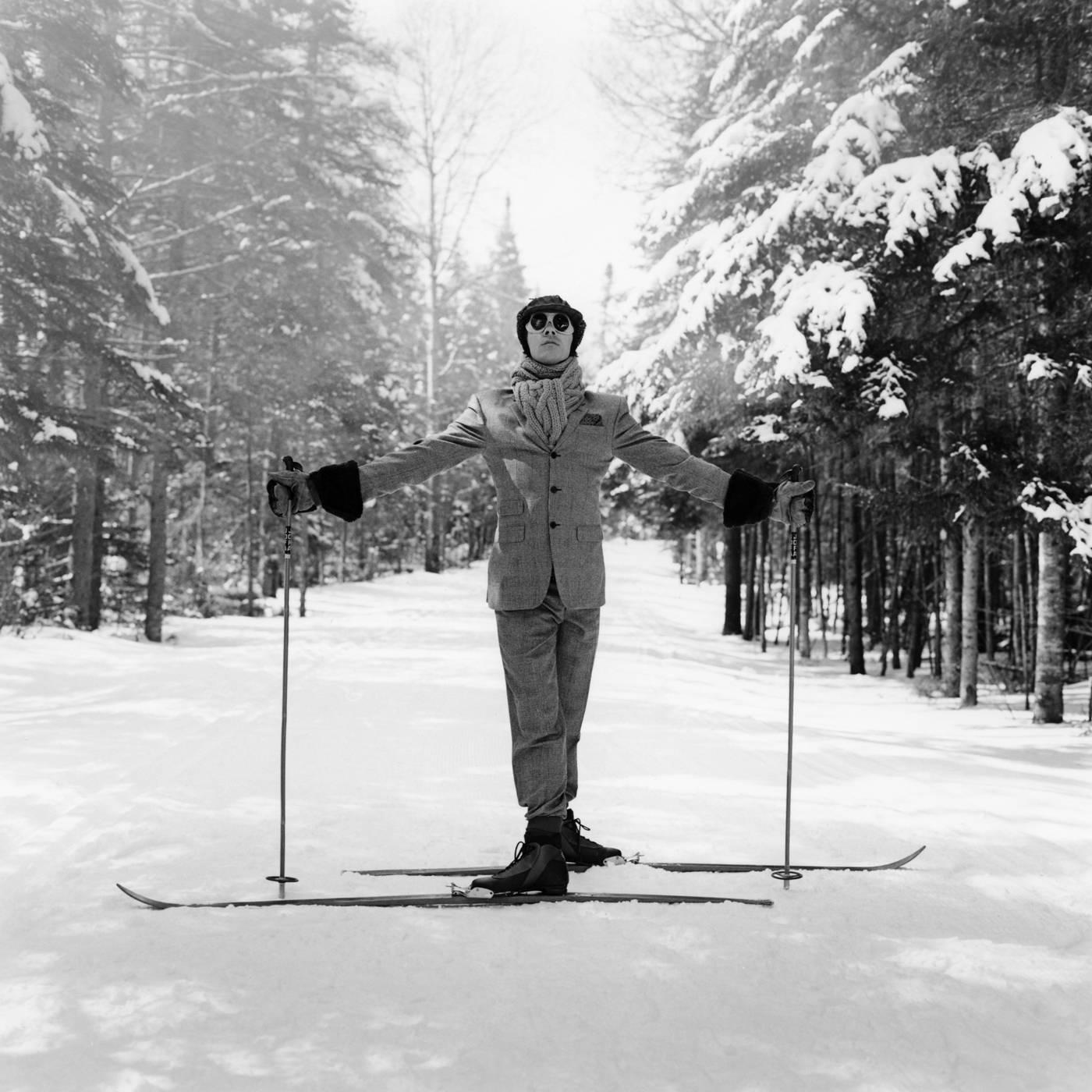 Rodney Smith Black and White Photograph - Reed on Skis, Lake Placid NY 