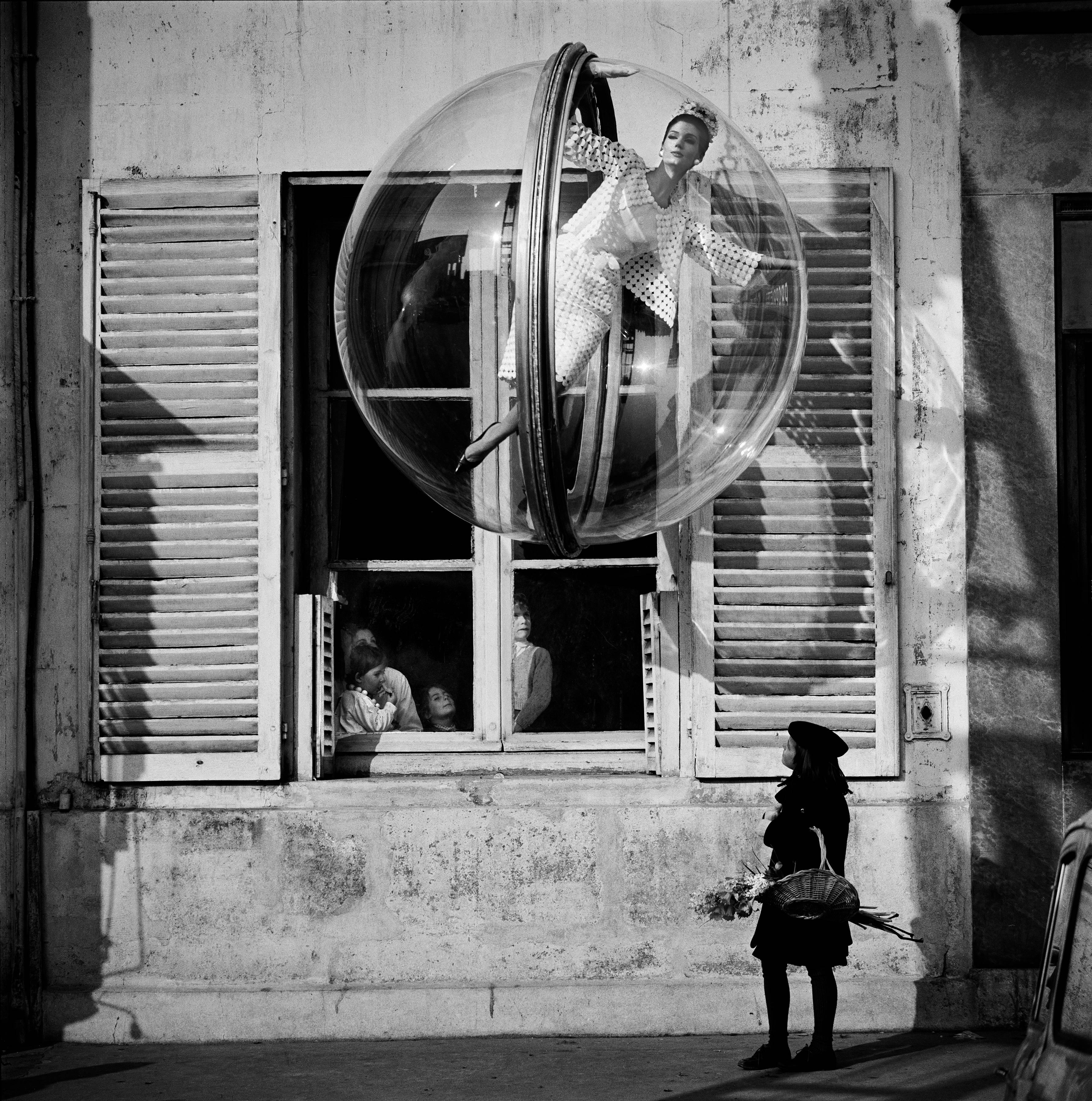 Melvin Sokolsky Black and White Photograph - Flower Girl, Paris