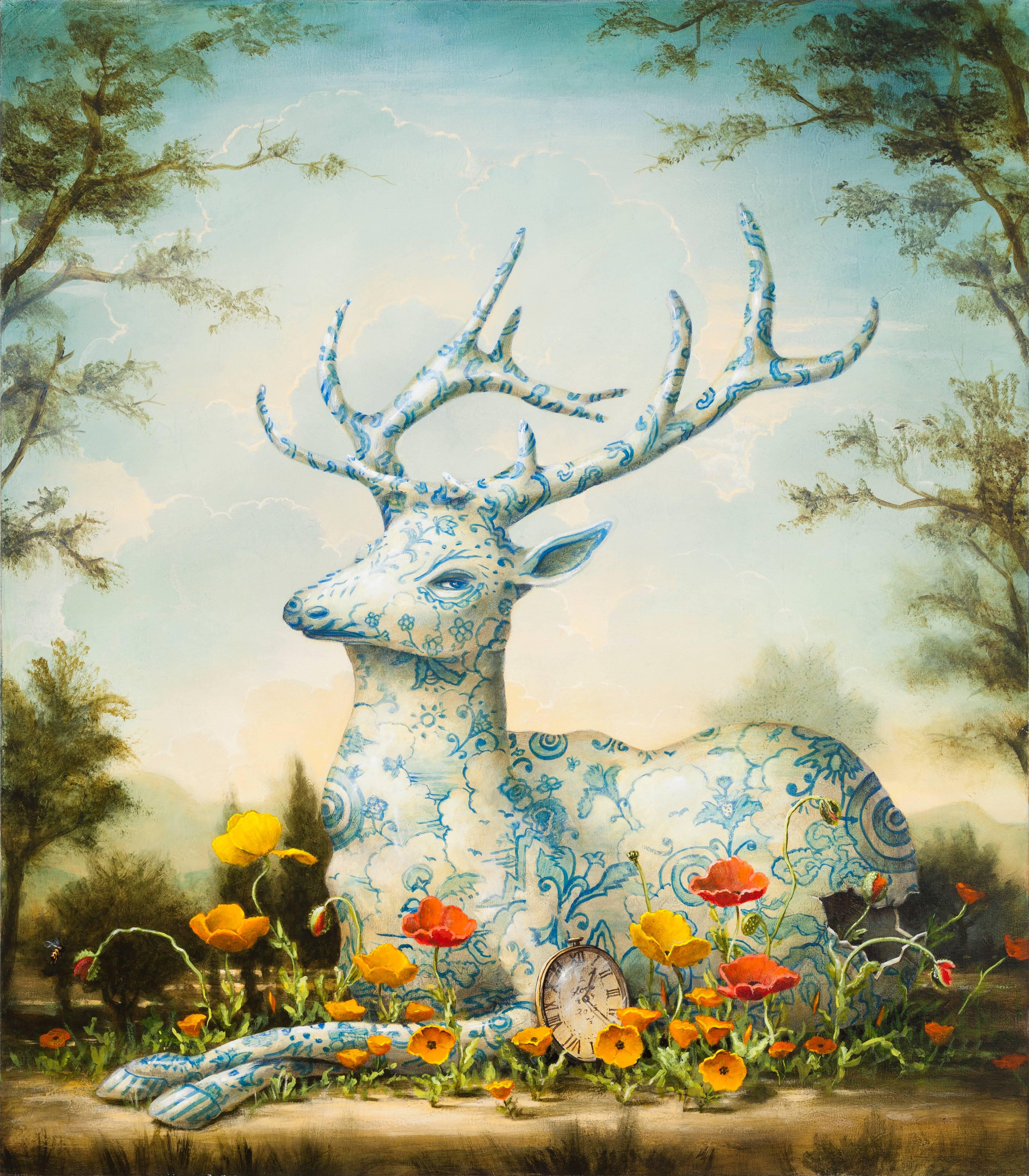 Kevin Sloan Animal Painting - Delicate Garden, Elk