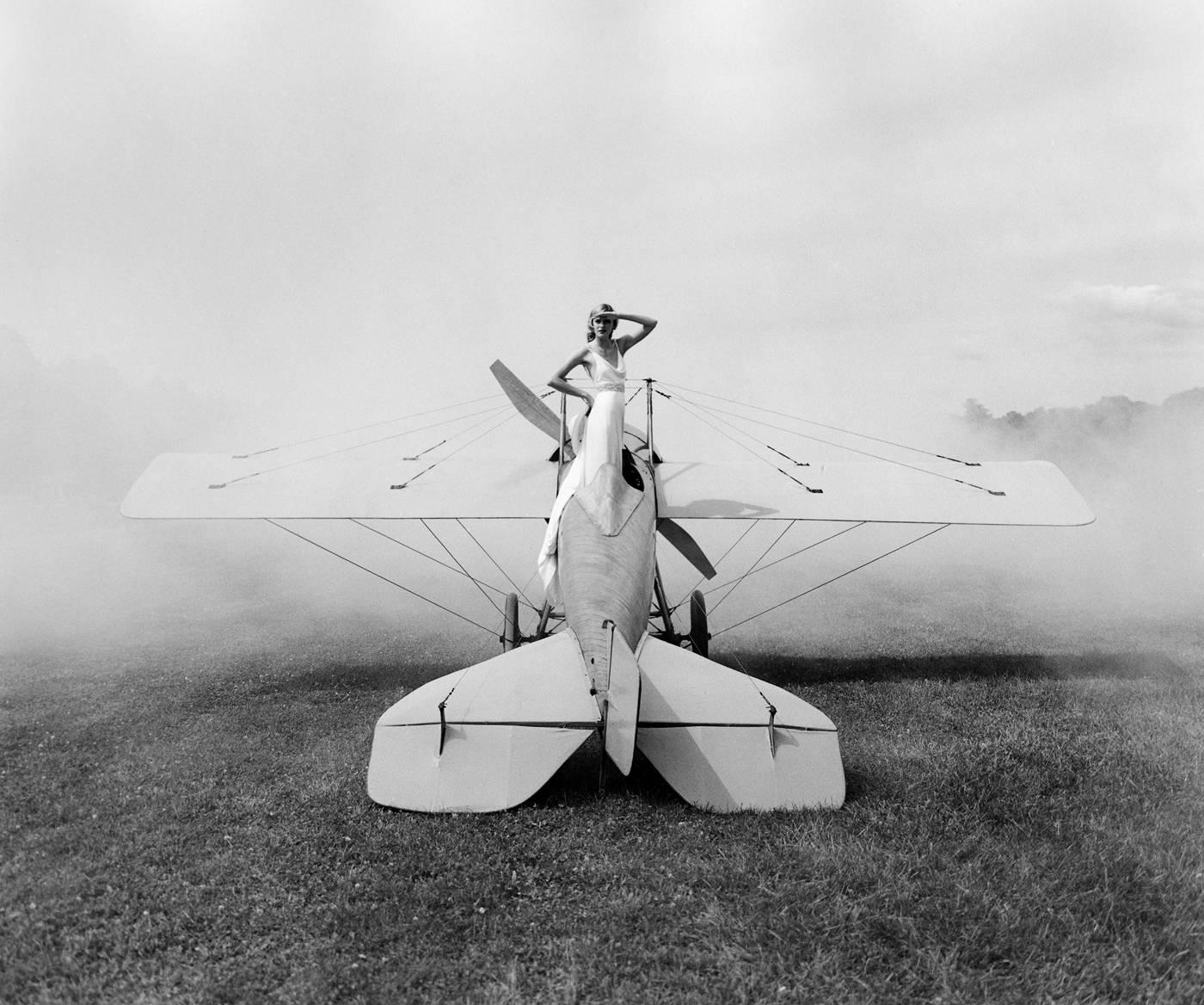 Rodney Smith Black and White Photograph - Ingrid on Plane, Rhinebeck, NY