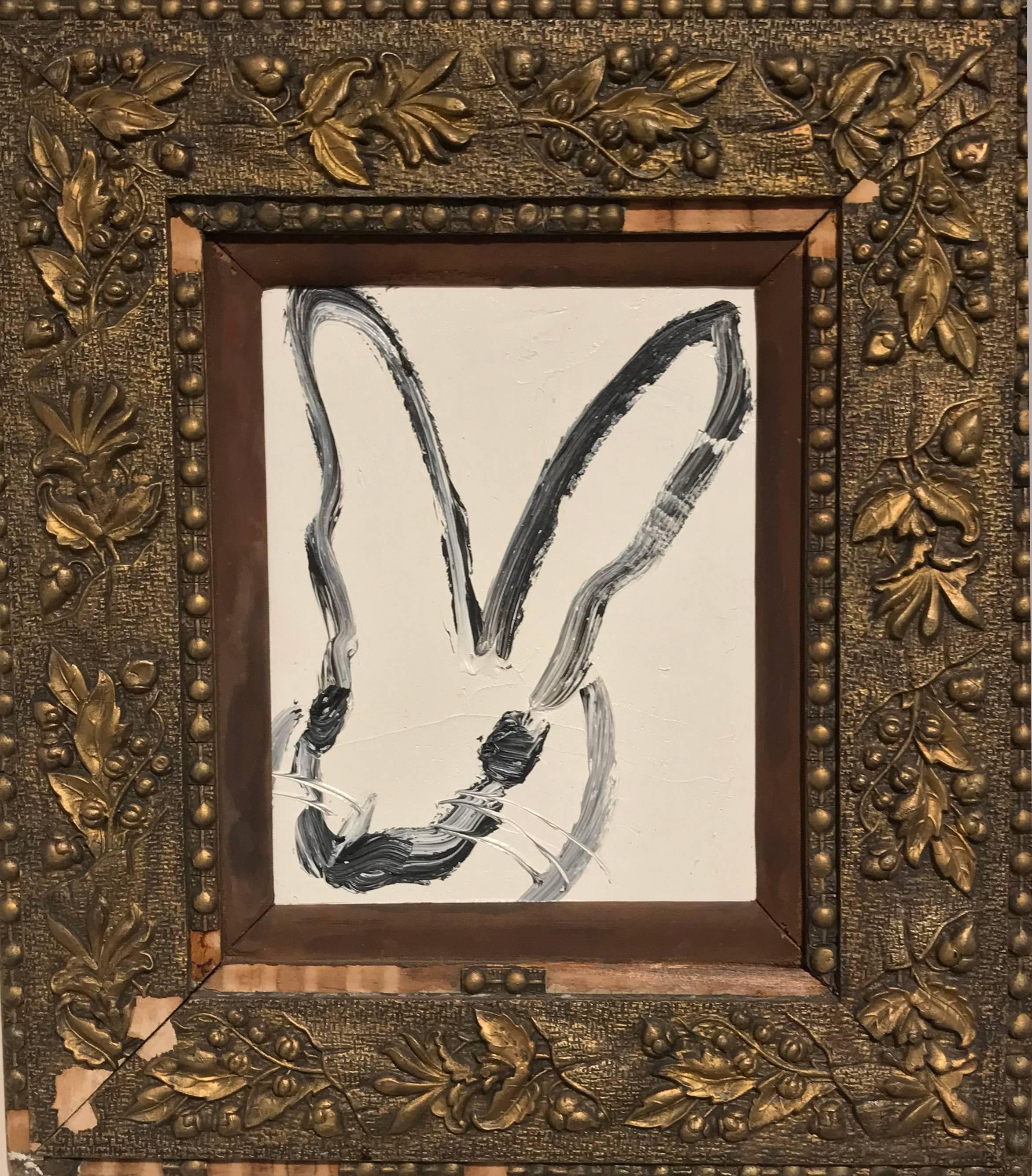 Hunt Slonem Animal Painting - Untitled (Bunny on White)
