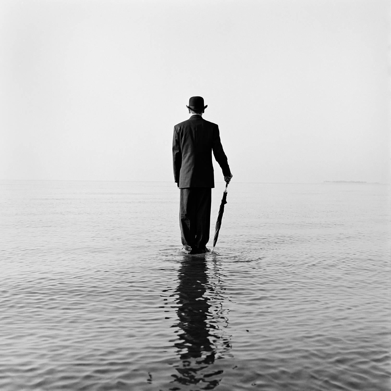 Rodney Smith Black and White Photograph - David Standing on Water no. 1, Sherwood Island, CT