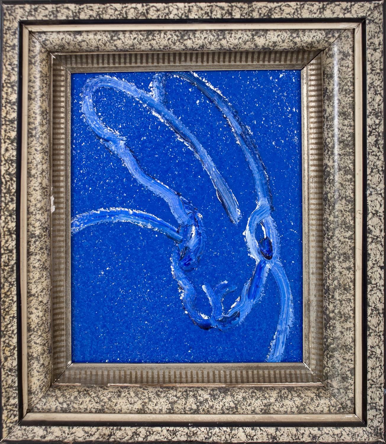 Hunt Slonem Animal Painting - Untitled (Bunny blue with diamond dust)