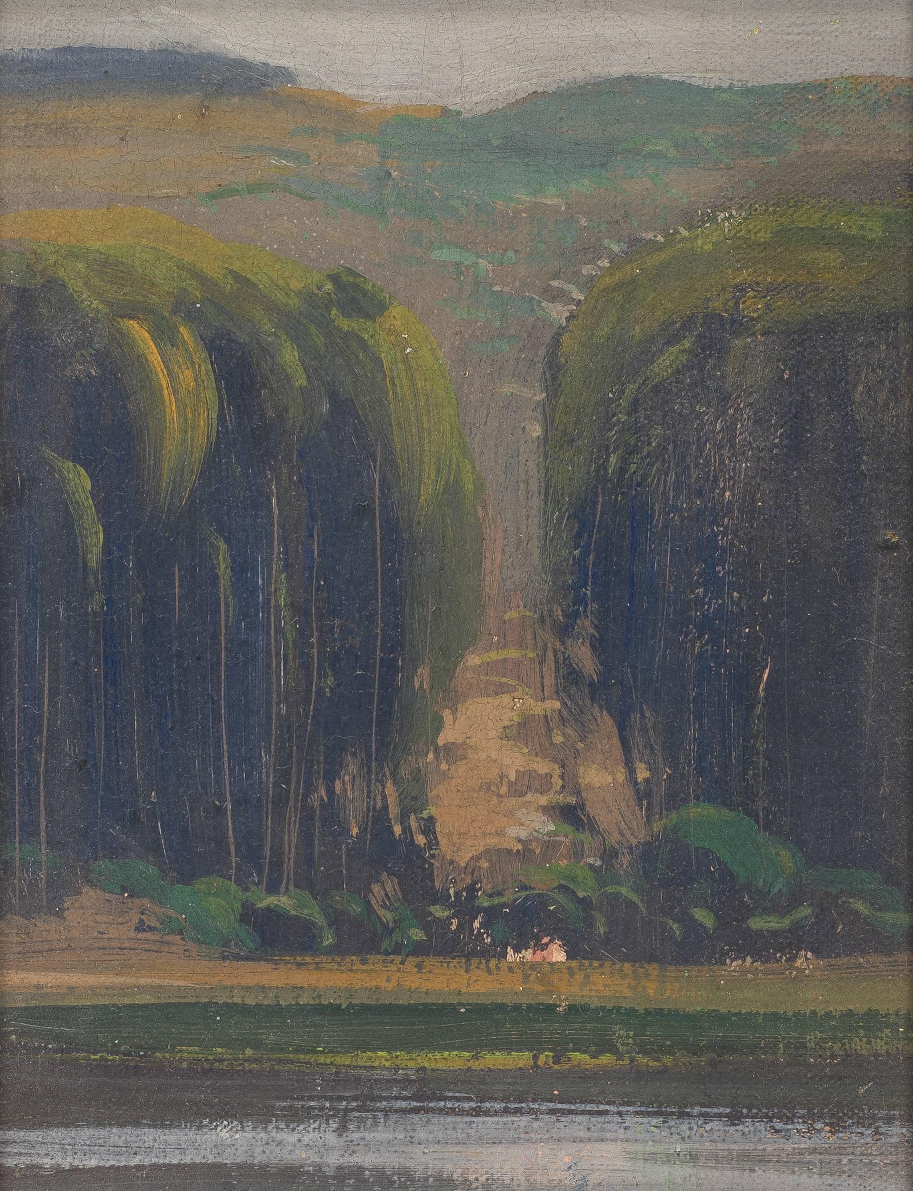 Karl Eugen Neuhaus Landscape Painting - (1879-1963) b. Germany Lake Merced, South San Francisco 