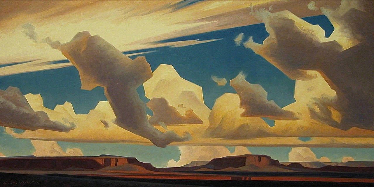 Ed Mell Landscape Painting - Lazy Clouds I