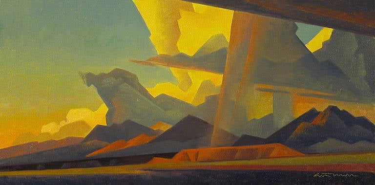 Ed Mell Landscape Painting - Sundown Storm