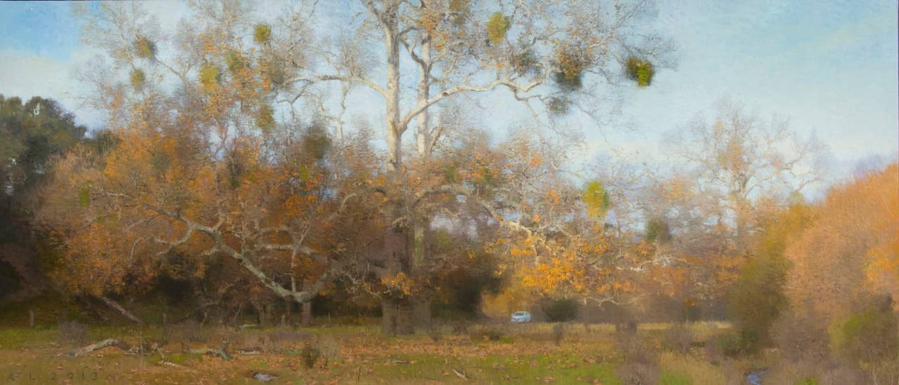 Ann Loftquist Landscape Painting - Alamo Creek Sycamores, Evening