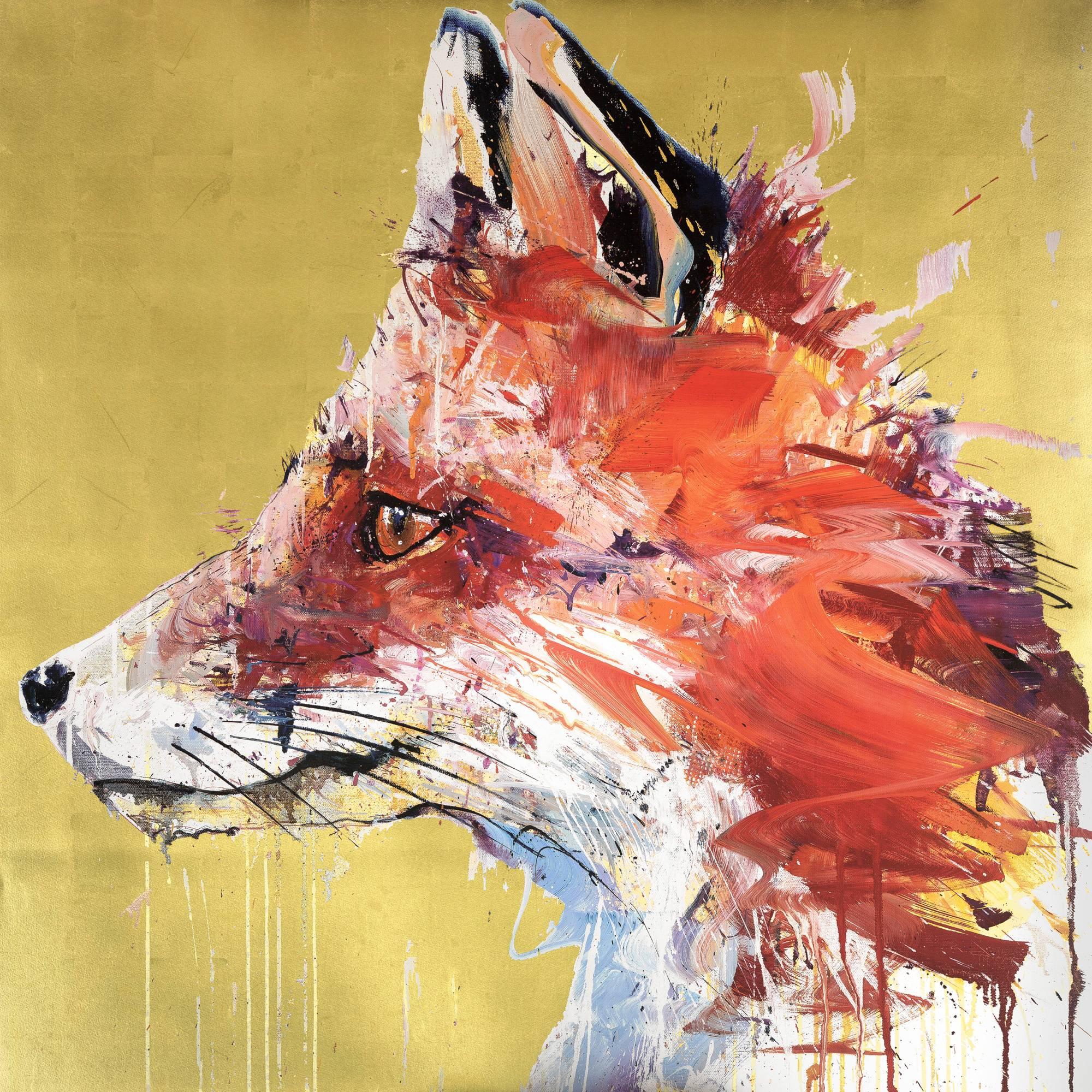 David White Animal Print - Gold Leaf Fox