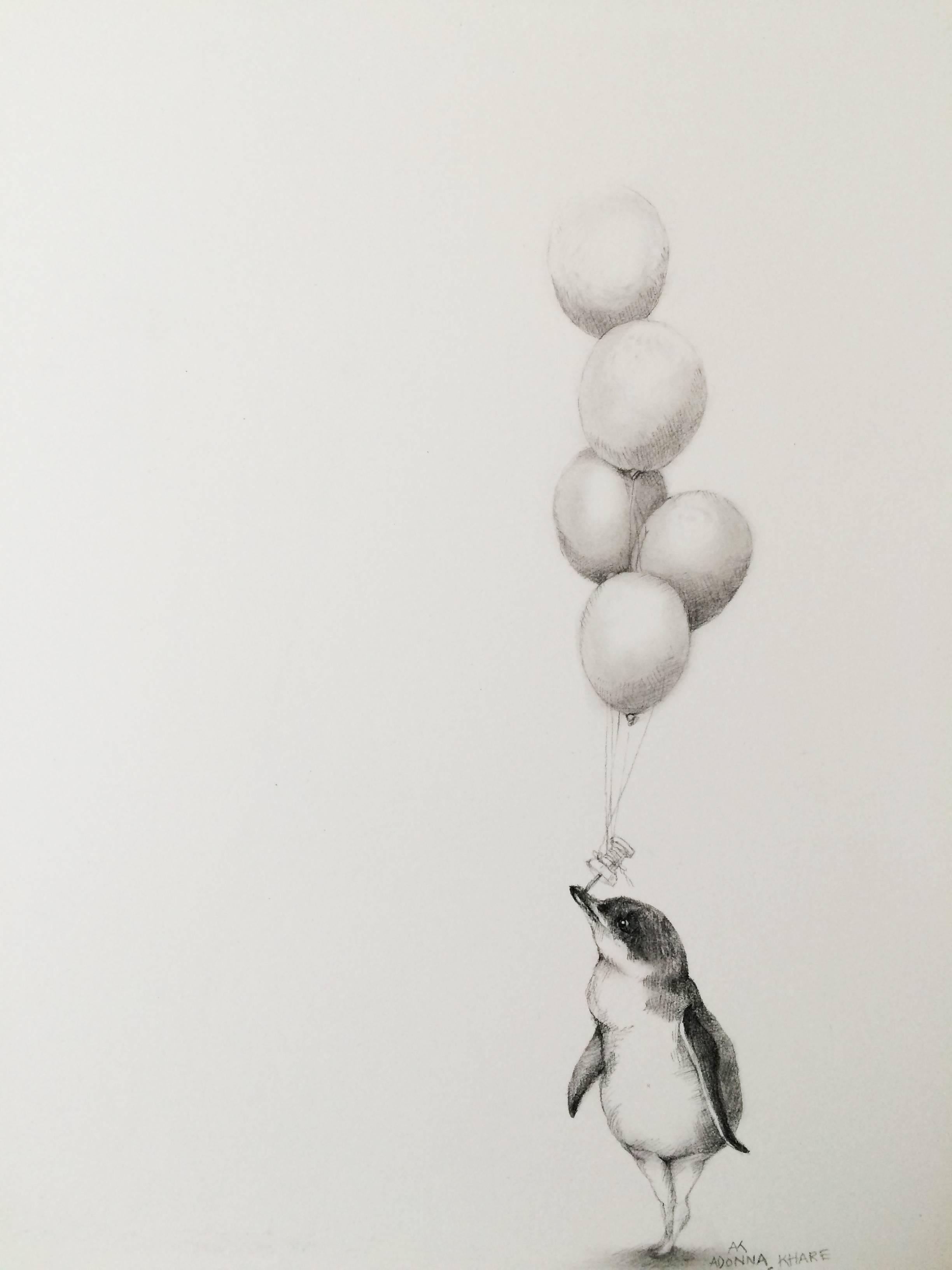Adonna Khare Animal Art - Penguin with Balloons