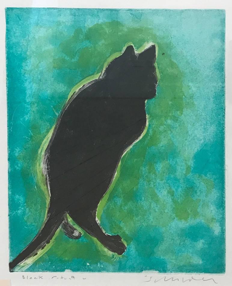 Fritz Scholder Animal Print - Black Cat B