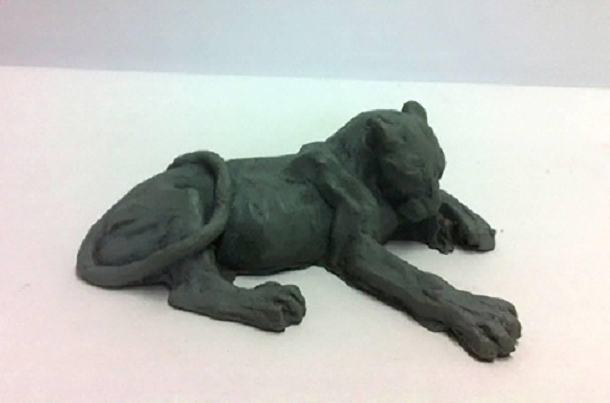 Wendy Klemperer Figurative Sculpture - Blue Grey Lioness