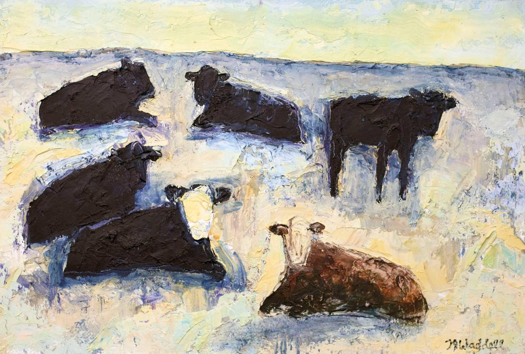 Theodore Waddell Landscape Painting - Deer Creek Calves