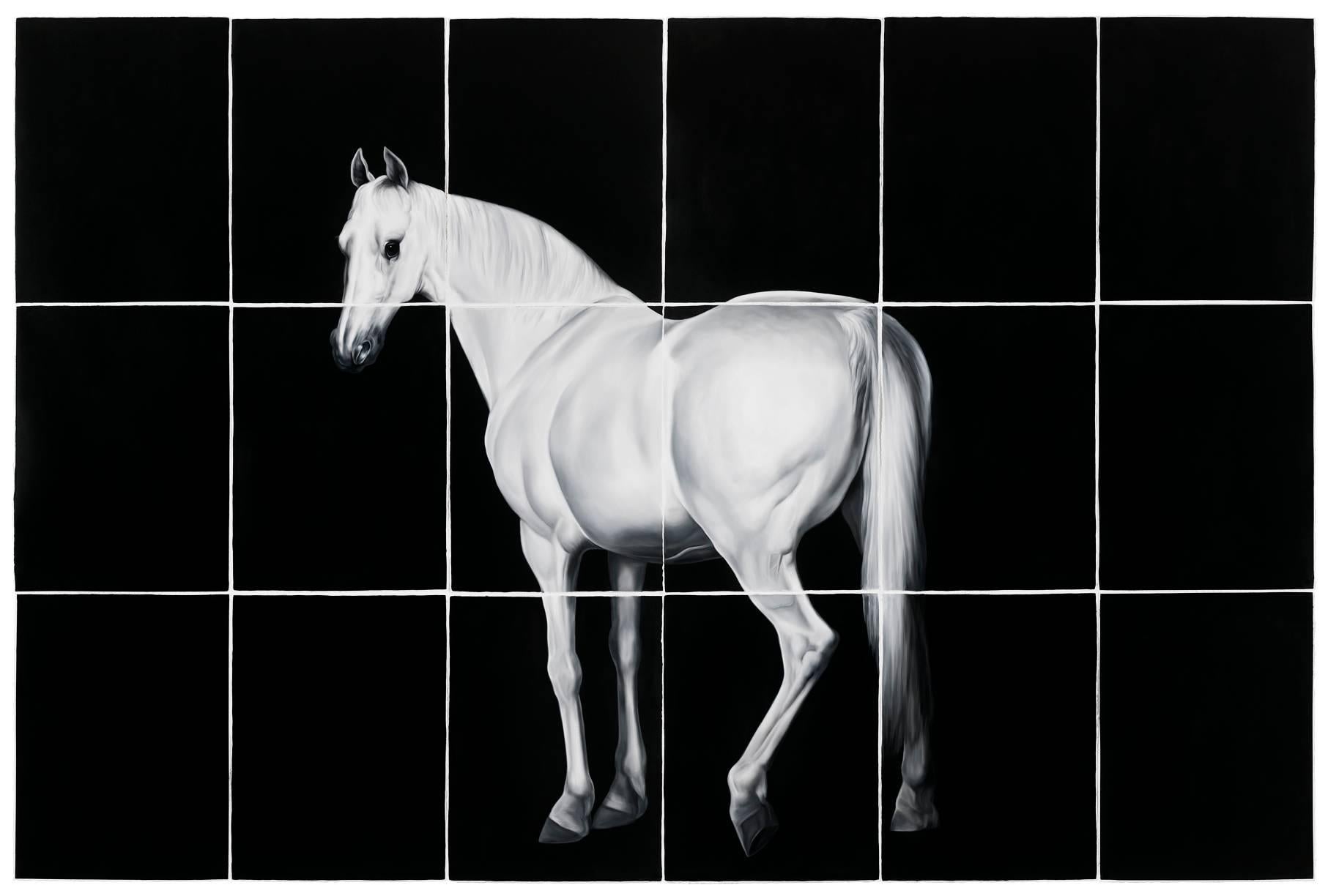 Shelley Reed Animal Painting - White Horse (after Grant and Stubbs)