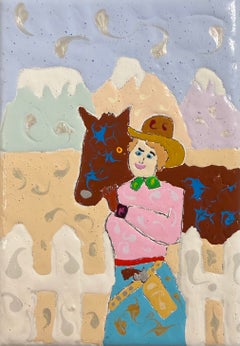 Cowgirl, Lucille Muhall – Kunstporträt in Acrylfarbe: Historische Persönlichkeiten des Westerns