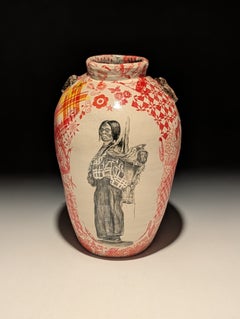 Sacajawea and Annie Oakley Large Ceramic Vase