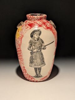 Sacajawea and Annie Oakley Large Ceramic Vase
