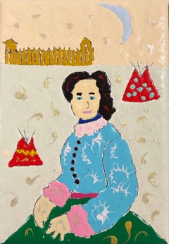 « Libby » Elizabeth Bacon Custer - Peinture acrylique représentant des personnages historiques de l'Ouest américain