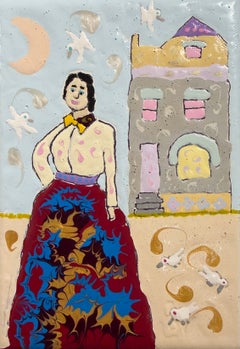 Mattie Silks - Decoración artística con retratos en lienzo acrílico de personajes históricos del Oeste
