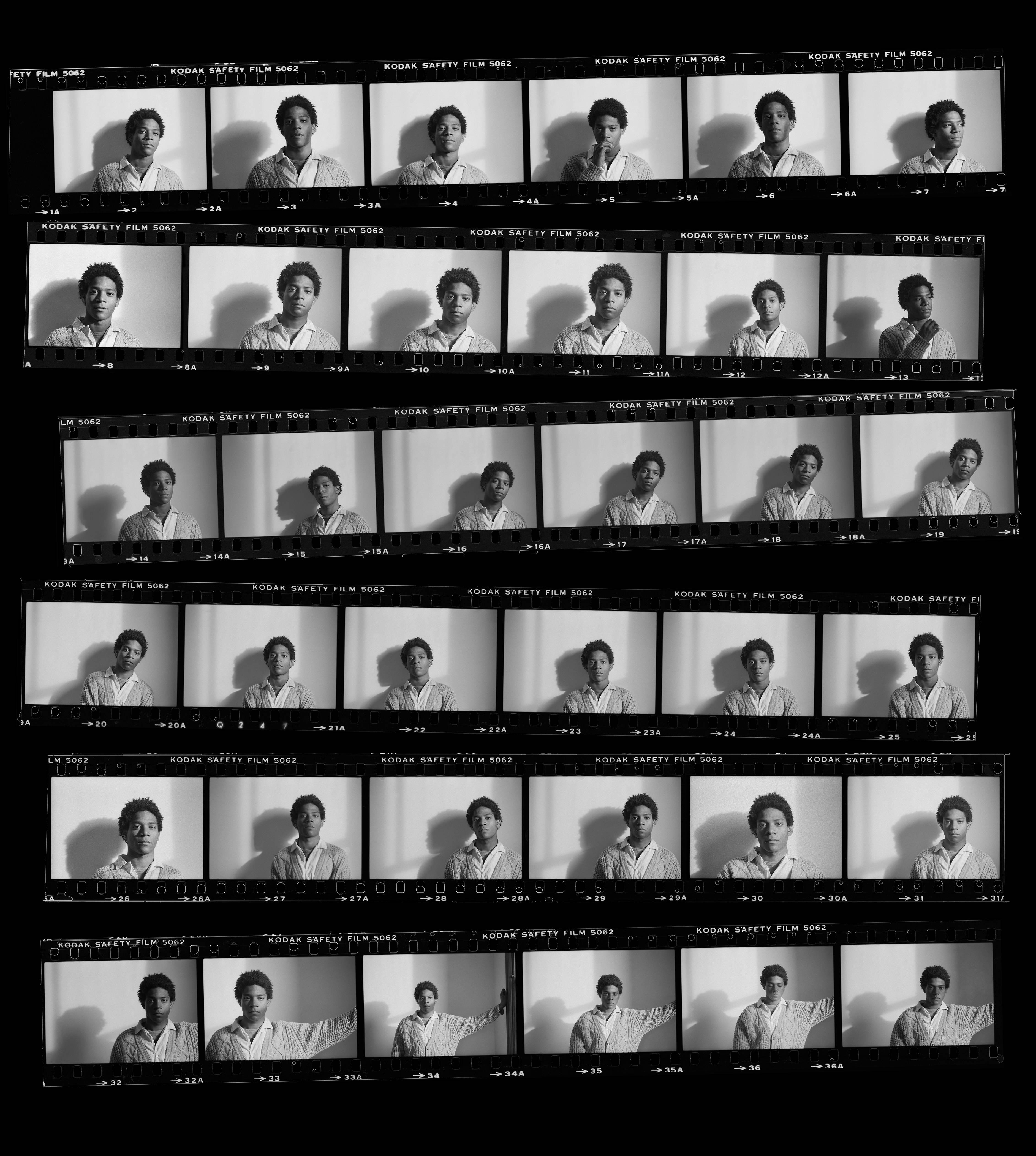 “Untitled” (Jean Michel Basquiat, contact Sheet), ”  - Photograph by Lee Jaffe