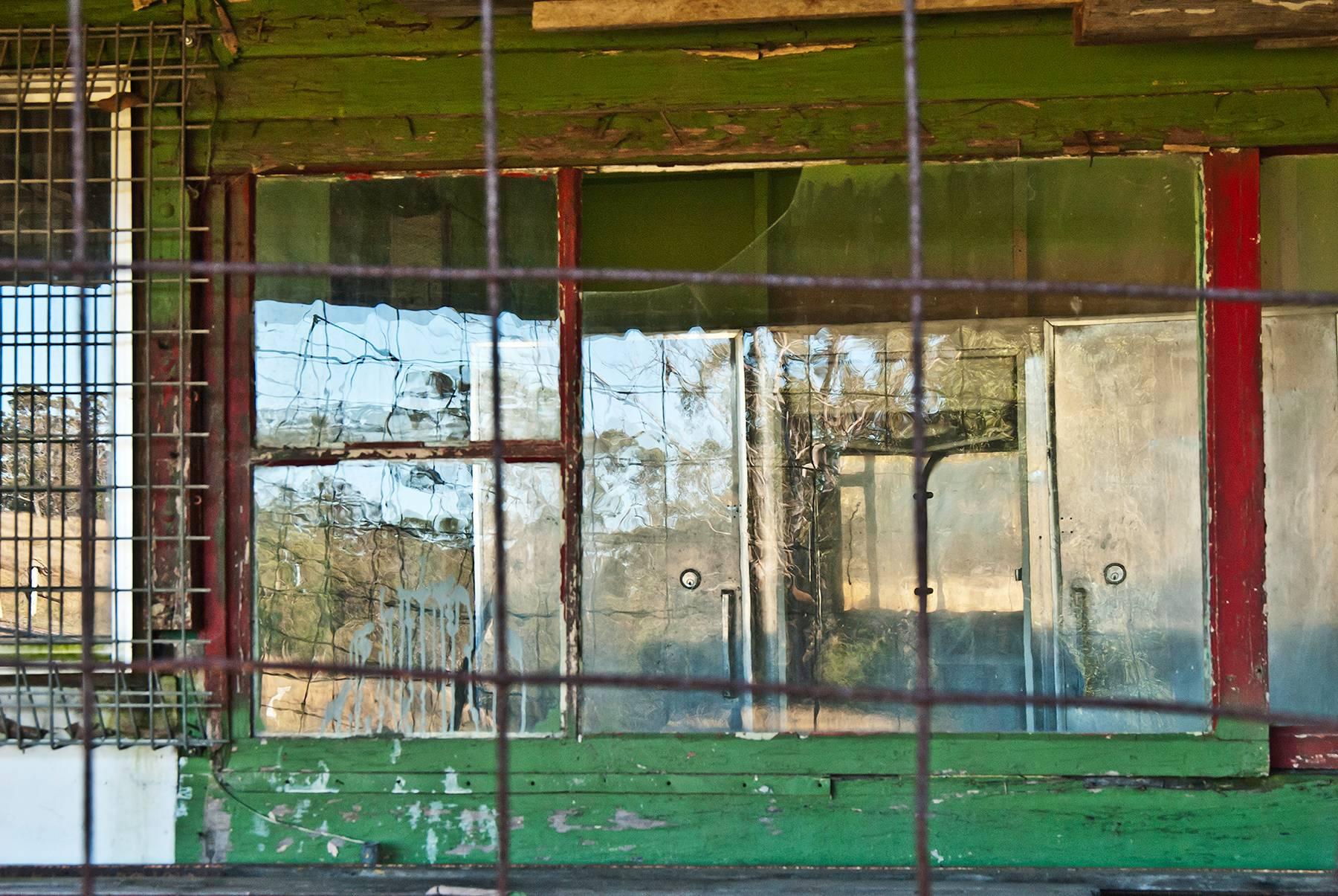 Marie Craig Color Photograph - "Restructure (New South Wales)", contemporary, window, red, green, photograph