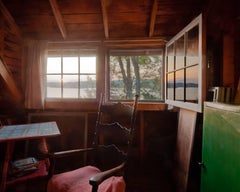 "Cottage Sunrise", color photograph, window, summer