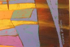 "Cascade", Abstract Landscape, Geometric, Nature, Yellow, Blue, Oil Painting