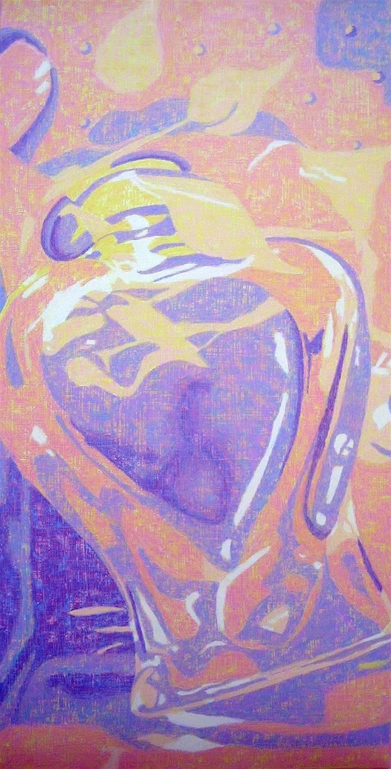 "Glass Heart", oil painting, abstract, reflections, yellows, oranges, purples