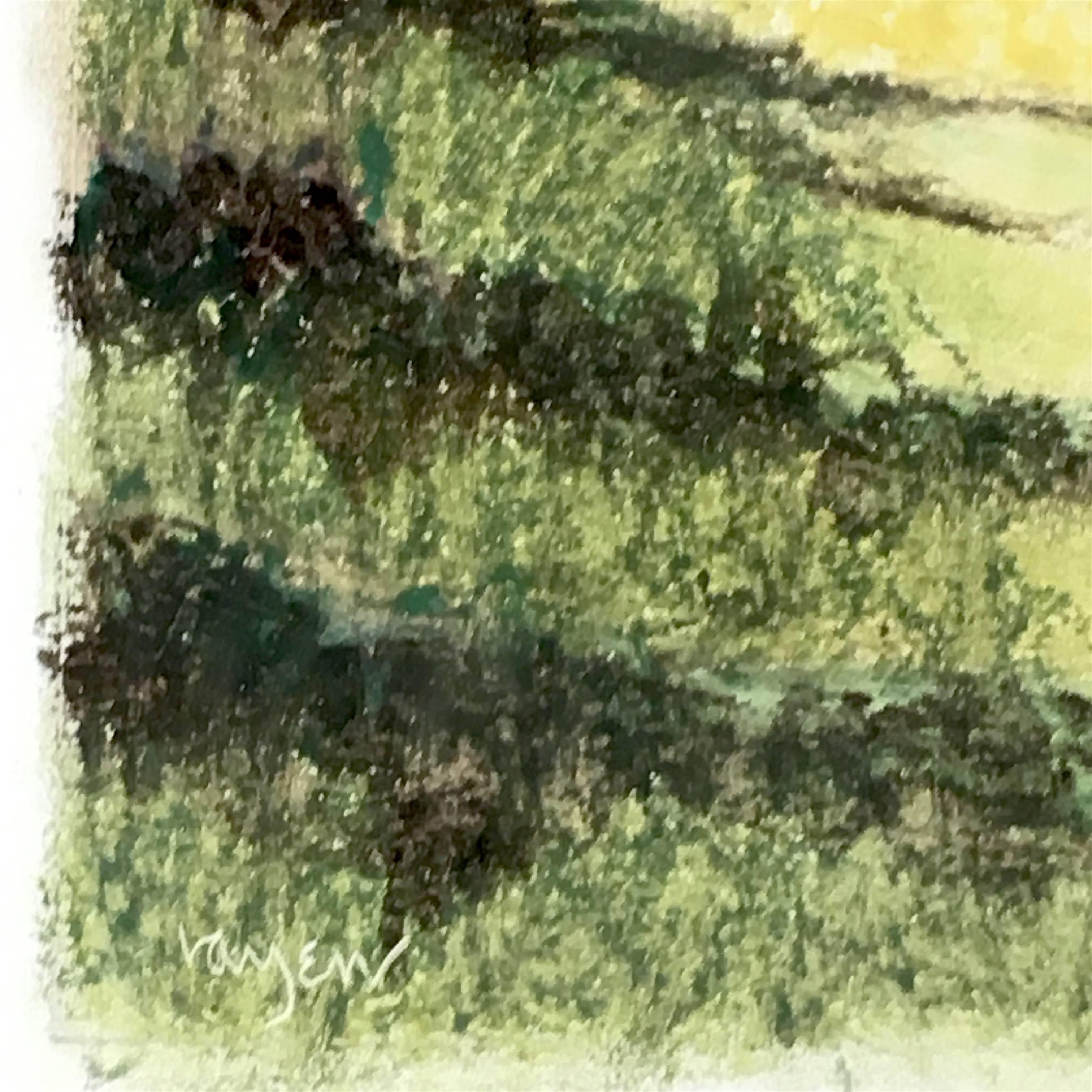 „Untitled Pastel #11“, Landschaft, Bäume, Frühling, Sommer, Grün, Pastellzeichnung (Zeitgenössisch), Art, von James Wilson Rayen