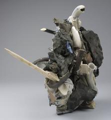 "Coming Up For Air", Abstract, Earth Tones, Ceramic, Mixed Media Sculpture