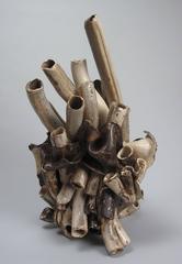 "Veer", contemporáneo, abstracto, cerámica, neutro, blanco, marrón, escultura