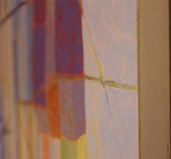 "Spillway", Abstract Landscape, Water, Yellow, Blue, Orange, Oil Painting