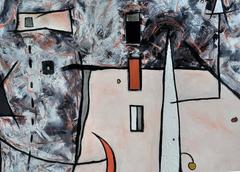 "I Threw My Smile at a Beautiful Bird", Abstract, Geometric, Coral, Oil Painting