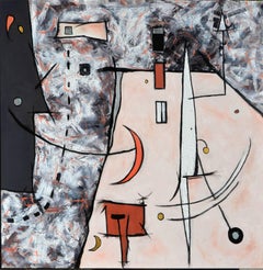 "I Threw My Smile at a Beautiful Bird", Abstract, Geometric, Oil Painting, 2017