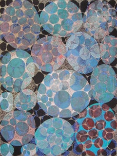 «ntanglement 2 », peinture abstraite, bleue, sarcelle, noire, or, rouge, acrylique