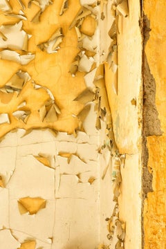 "Time", abstract, yellow peeling paint, metal print, color photograph