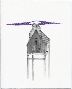 "Whispered Apace", graphite, gouache, drawing, home, silver, purple