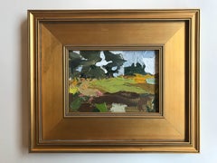 "Every Day Field Beyond Low Corn", landscape, oil painting on canvas, bright