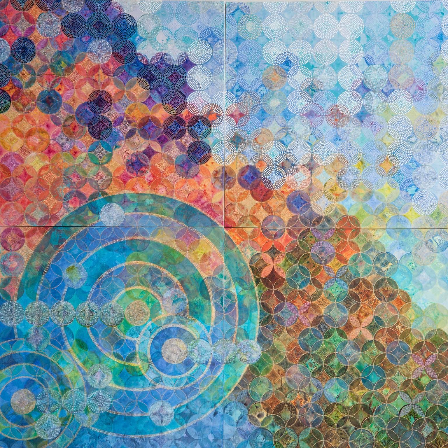 "Circles 30 (Elemental)", abstract, acrylic painting, geometric, circles, dots